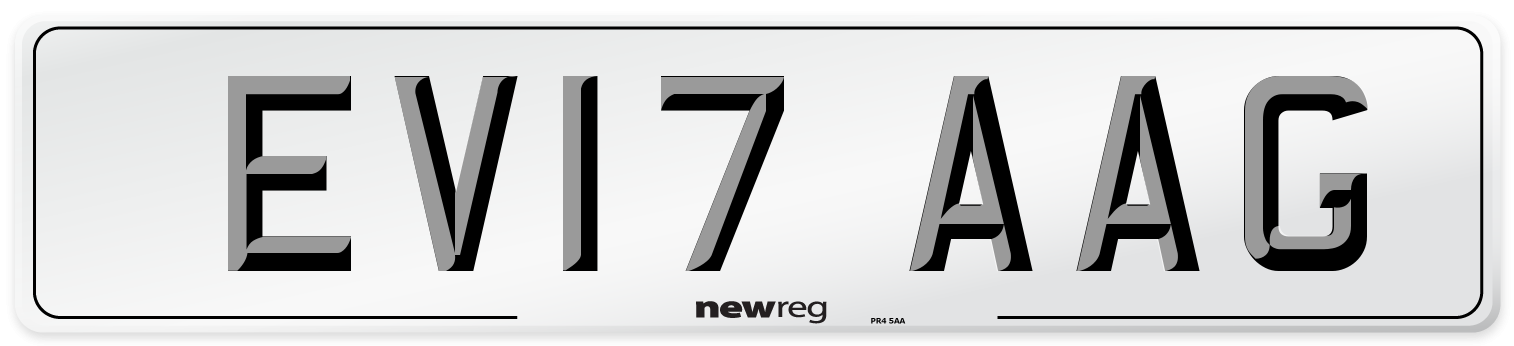 EV17 AAG Number Plate from New Reg